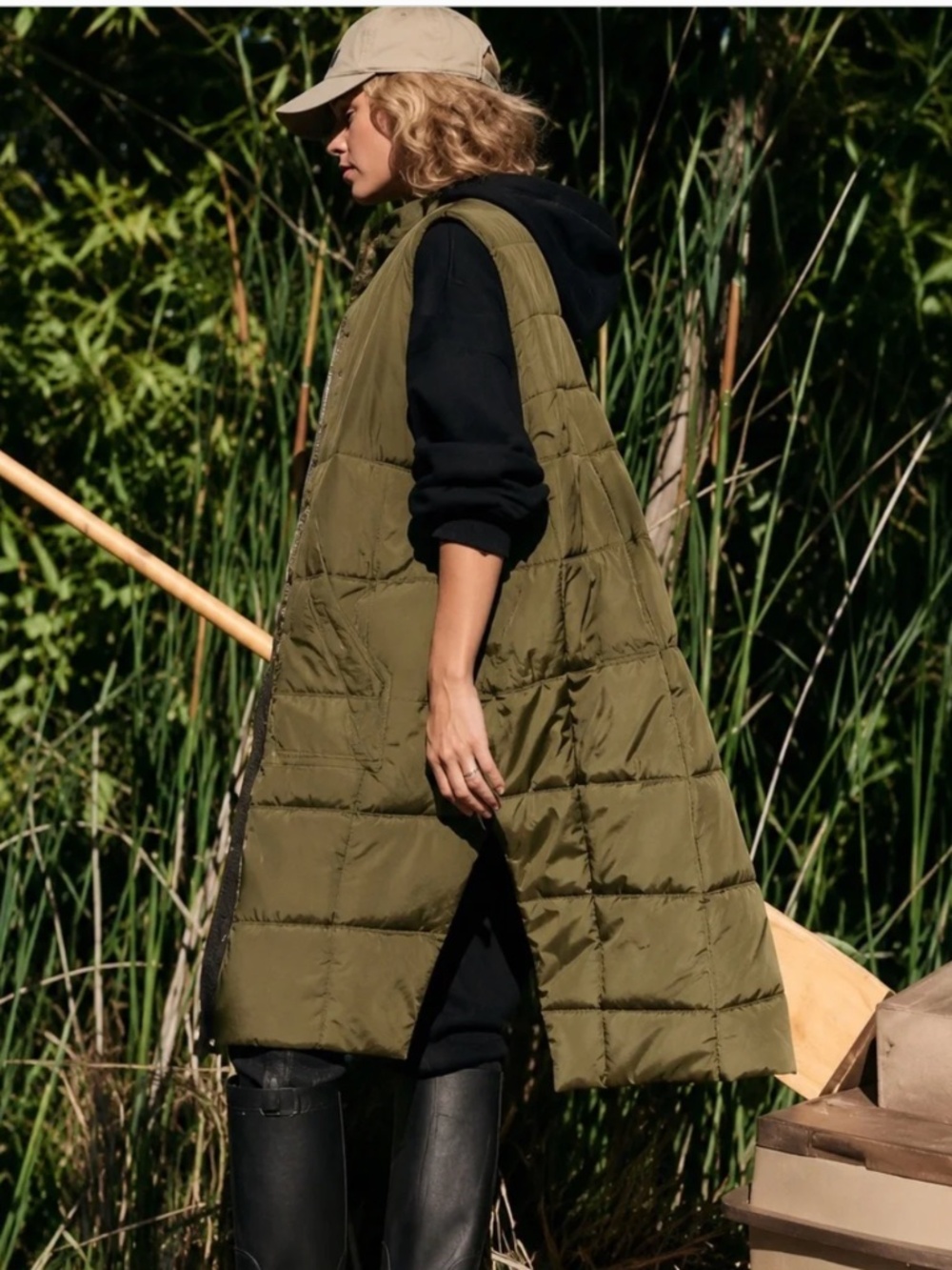 Free People FP Movement Small S on the move packable puffer vest green longline - Picture 3 of 7